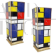 Coppia di colonne design in vetro stile Mondrian                            