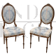 Coppia di sedie imbottite antiche in legno di faggio, inizi XX secolo                            