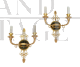 Coppia di applique antiche Impero in bronzo dorato e satinato                            