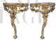 Coppia di consolle barocche Luigi XVI in legno intagliato dorato e marmo