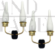 Coppia di lampade da parete attribuite a Stilnovo in vetro e ottone