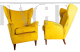 Coppia di poltrone ISA rivestite in velluto giallo ocra