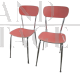 Coppia di sedie da cucina in formica rosa                            