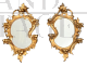 Coppia di specchi antichi Luigi Filippo in legno dorato e intagliato
