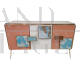 Credenza a tre ante in vetro artistico colorato                            