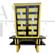 Credenza dispensa design in vetro giallo e nero                            