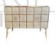 Credenza a due ante con elementi in vetro molato avorio                            