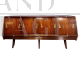 Credenza sideboard italiana con piano in vetro bordeaux, anni '60