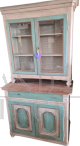 Credenza vetrina dell'800 con alzata, laccata in stile coloniale                            