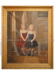 Karel de Kesel - dipinto due sorelle bambine, olio su tavola del 1890