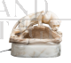 Lampada scultura antica Napoleone III con pantera in alabastro fiorito                            