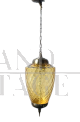 Lampadario a lanterna in vetro di Murano color ambra