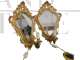 Antica coppia di applique da camera con specchi dorati, fine '800