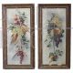Composizione di fiori e frutta, coppia di dipinti di epoca Art Nouveau                           