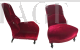 Coppia di poltrone in velluto rosso dei primi del '900                            