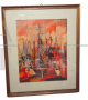 Romolo Pontecorvi - dipinto di imbarcazioni al molo, 1966                            