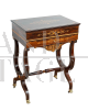 Tavolino da lavoro antico Carlo X Francese in legno esotico pregiato                            