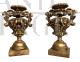 Coppia di vasi porta palme antichi in legno intagliato e dorato                            