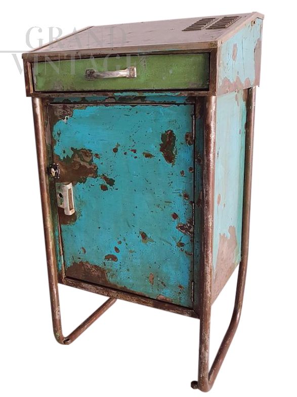Industrial small cabinet in blue iron