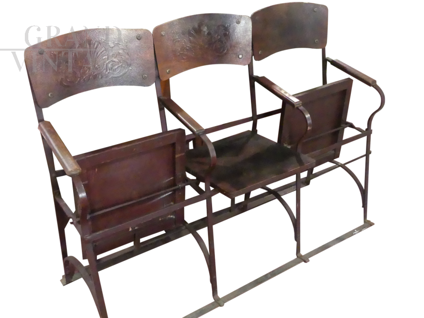 3 early 20th century cinema chairs