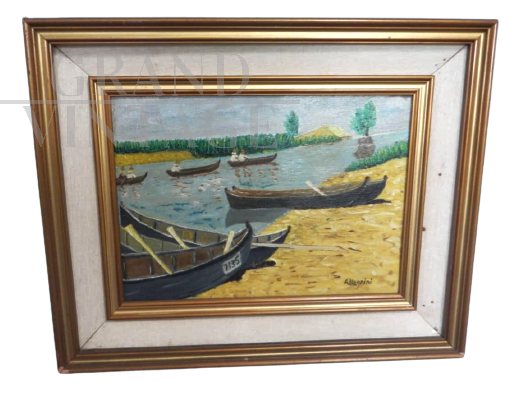 Allegrini - painting with boats at the river