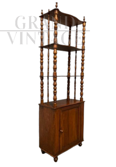 Antique Louis Philippe whatnot open bookcase in walnut, 19th century 