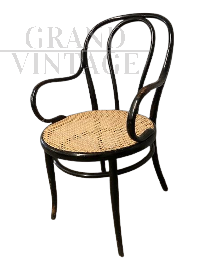 Antique Thonet armchair from the 1940s with brand     
                            