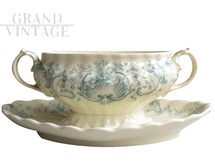 Antique French ceramic gravy boat