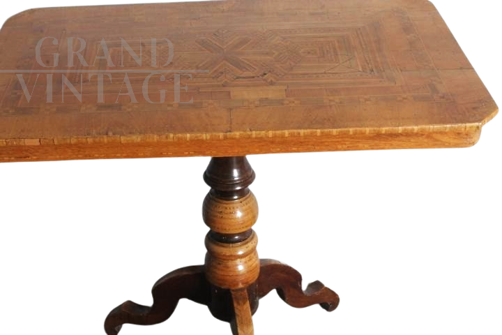 Antique Rolo inlaid side table, Emilia Romagna, 19th century