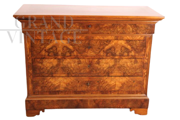 Antique Louis Philippe chest of drawers, restored, Paris 1860