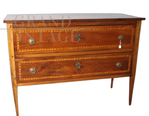 Antique Louis XVI inlaid chest of drawers, early 19th century, restored    