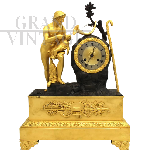 Antique Parisian Empire clock depicting Forbans and Oedipus, 19th century