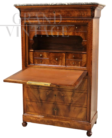 Antique Louis Philippe capuchin secretaire in walnut, 19th century