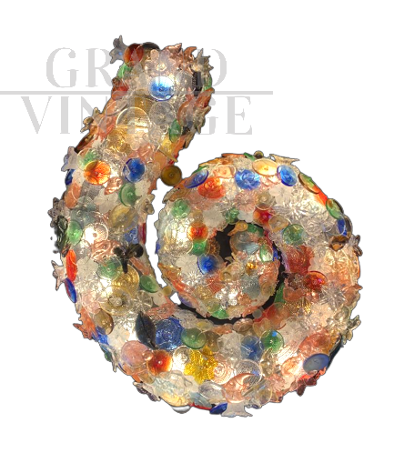 Nautilus shell applique in Murano glass