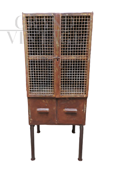 Industrial cabinet with two drawers and two doors
