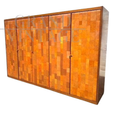 Wardrobe by Tito Agnoli for Poltrona Frau covered in peccary leather, Italy 1980s