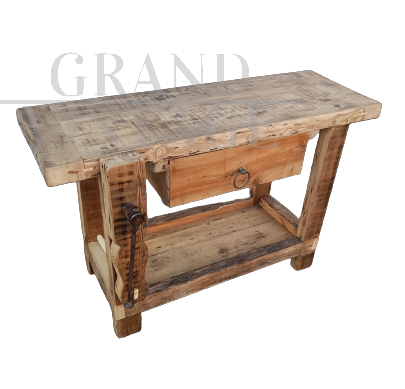 Grand Vintage - 1960s workbench with vice, small size                            