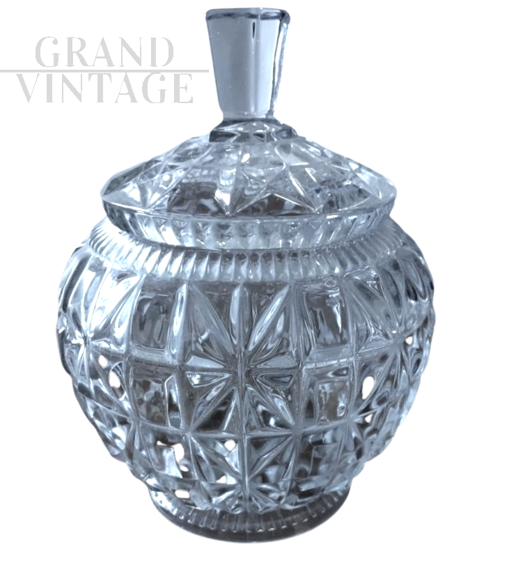 Vintage worked glass candy jar