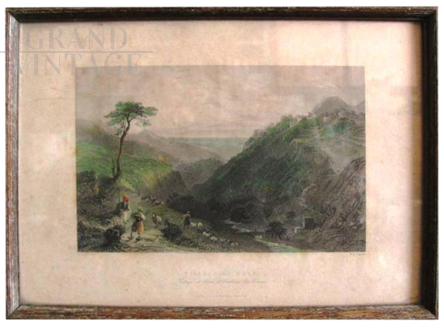 Bartlett / Capone, antique English colored print: Village of Eden