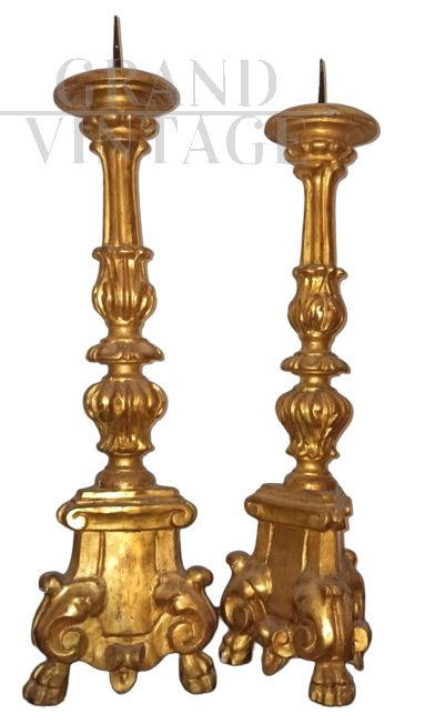 18th century candlesticks with gold leaf on all sides