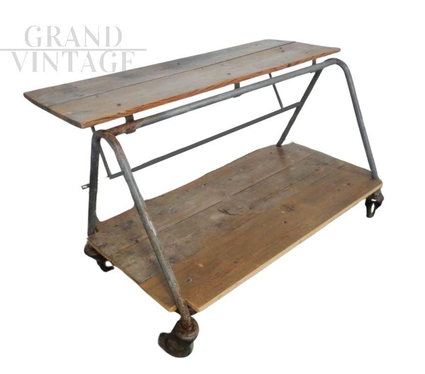 1950s flower display industrial trolley