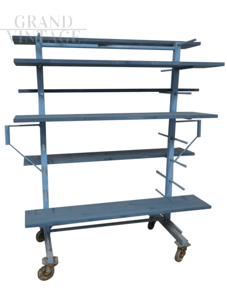 Industrial trolley from the 70s with shelves