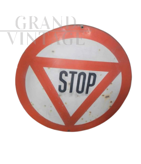Vintage 80s STOP road sign