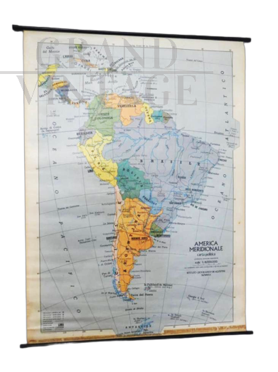 Vintage map of South America IGDA Officine Grafica Novara, 1975