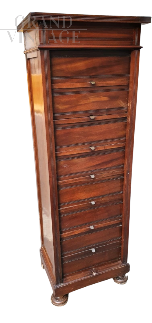 1920s office filing cabinet in mahogany
