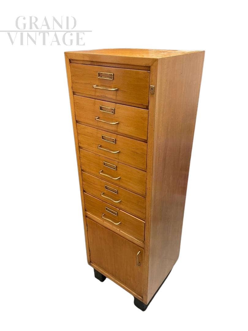 Vintage wooden office drawer unit from the 70s