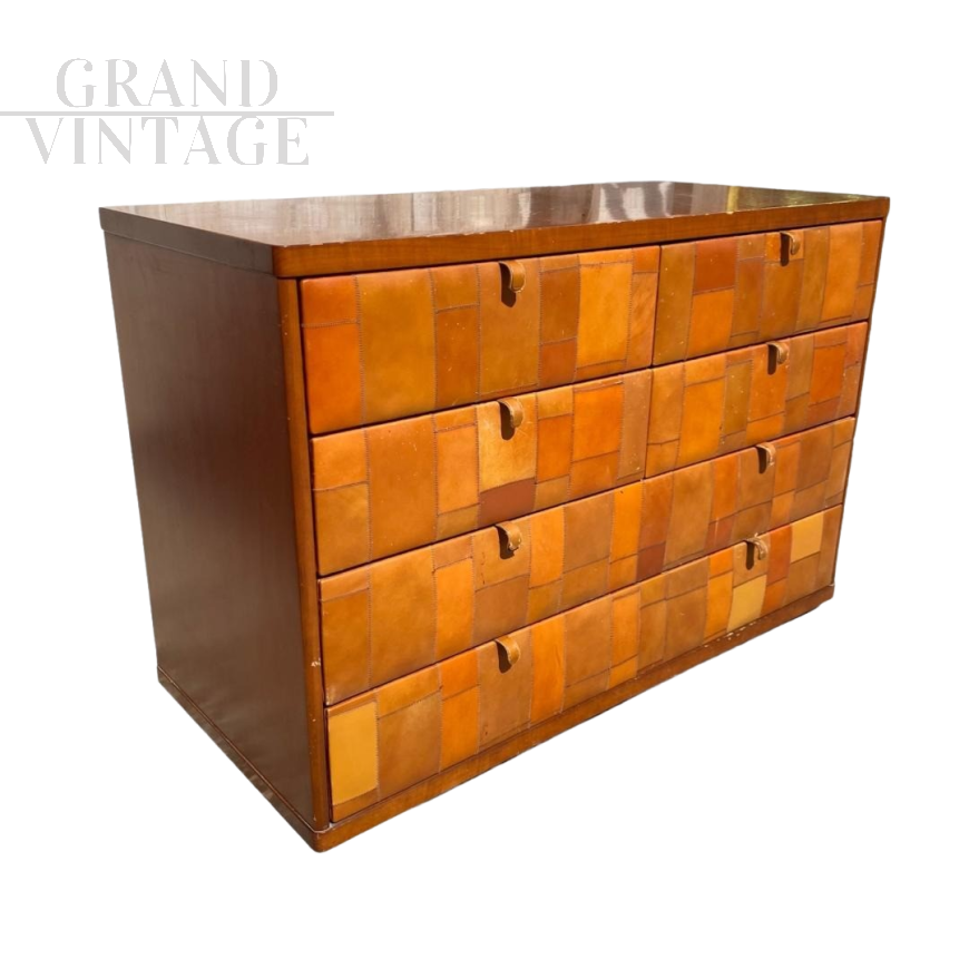 Chest of drawers in peccary leather by Tito Agnoli for Poltrona Frau, 1980s