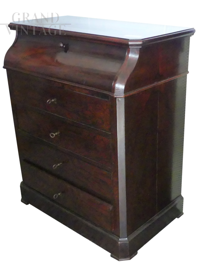 French chest of drawers with drop-down door, late 19th century