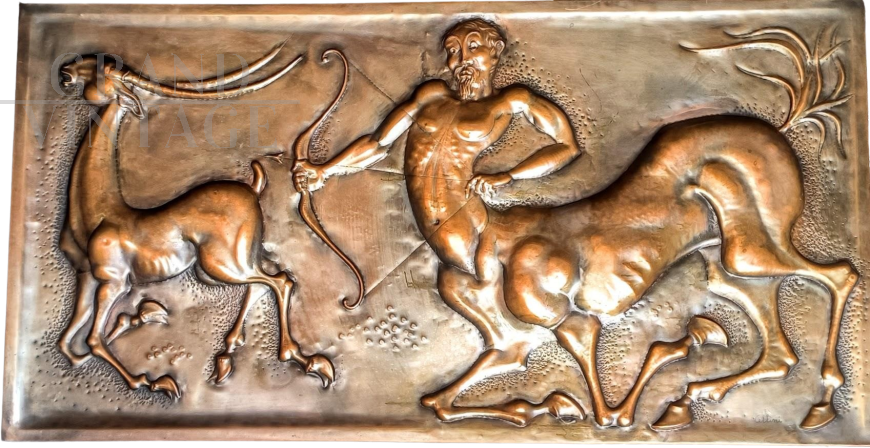 Centaur - Large embossed copper panel signed Cellini, 1969