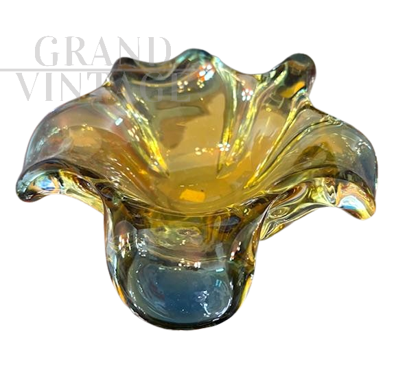 1970s Sommerso yellow Murano glass centerpiece